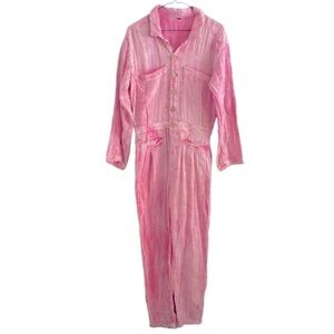 Free People gauze pink fade coveralls